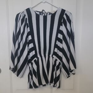 Savanna Jane Black and White Striped Blouse
